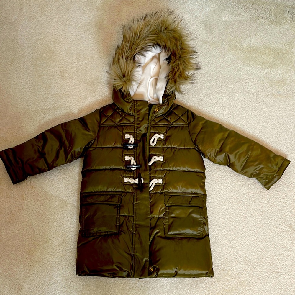 Gap Toddler Shiny Hunter Green Coat With Toggle Buttons